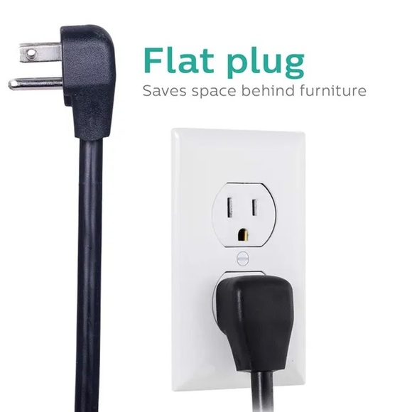 Philips 7-Outlet 2-USB 4ft. Surge Protector - Black - Picture 7 of 11